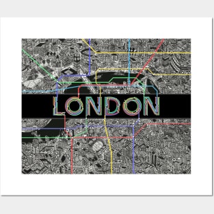 London text sign underground lines Posters and Art